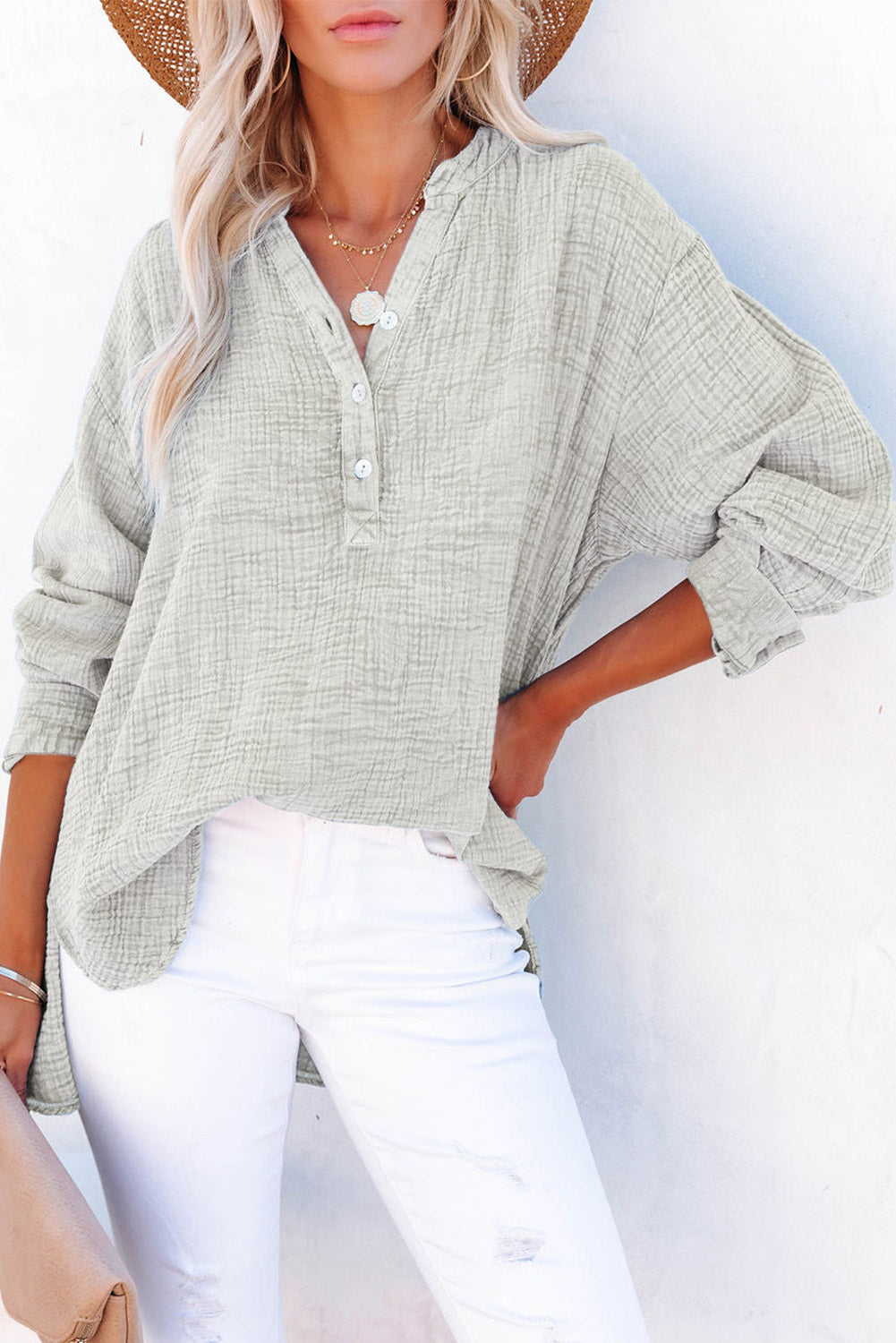Buttoned Long Sleeve Blouse 
