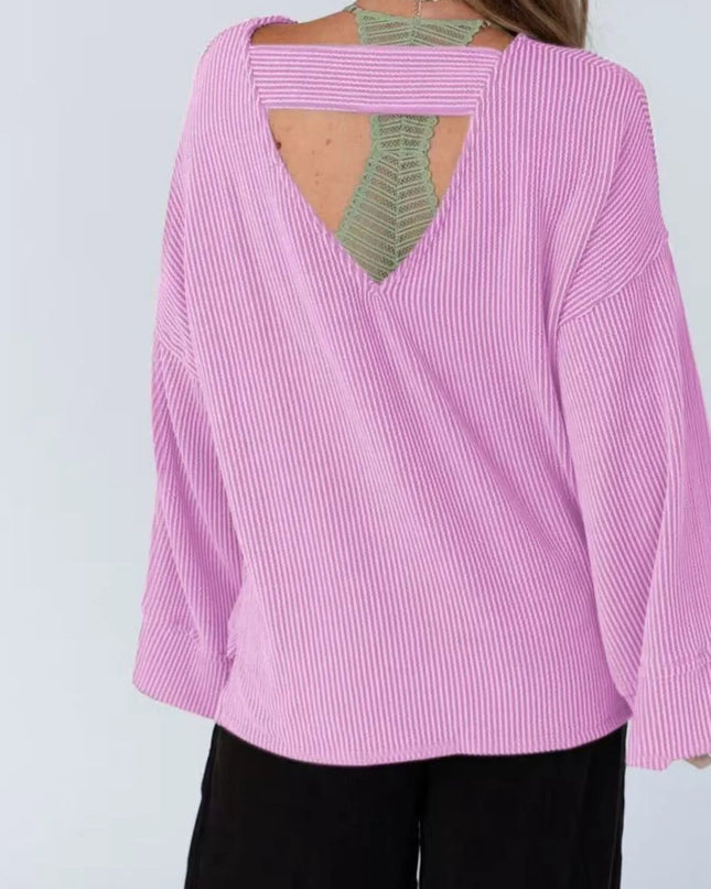 Cutout Back Long Sleeve T-Shirt