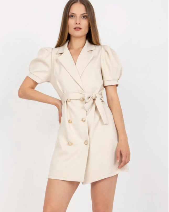 Tie Waist Short Sleeve Blazer Dress
