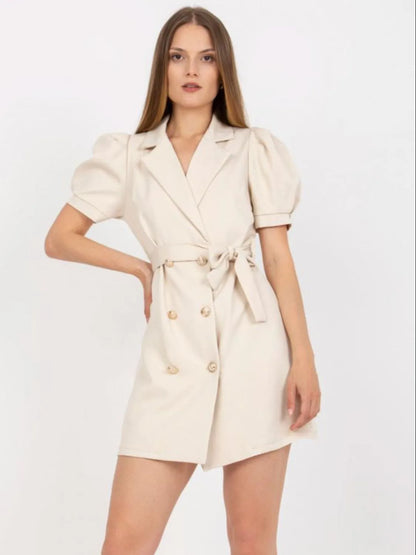 Tie Waist Short Sleeve Blazer Dress