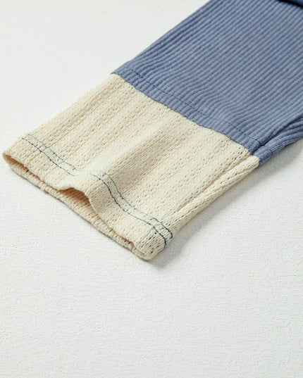 Contrast Knitted Colorblock Star Patchwork Oversize Long Sleeve Top