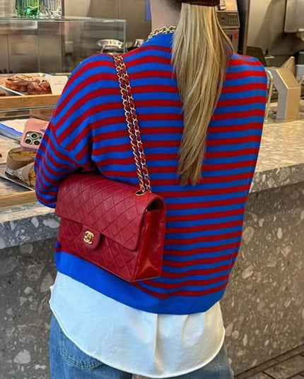 Striped Round Neck Long Sleeve Sweater