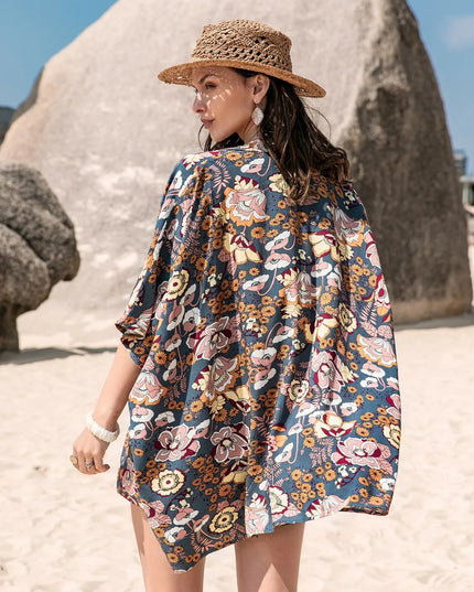 Printed Bra, Cover-Up and Shorts Set