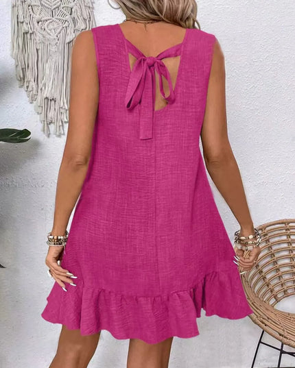 Ruffled Hem Round Neck Sleeveless Dress 