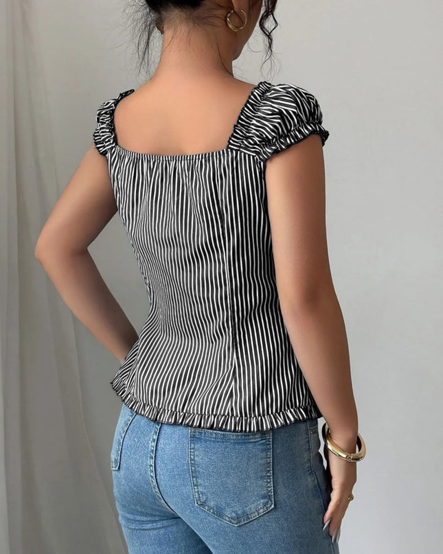 Striped Cap Sleeve Shirt