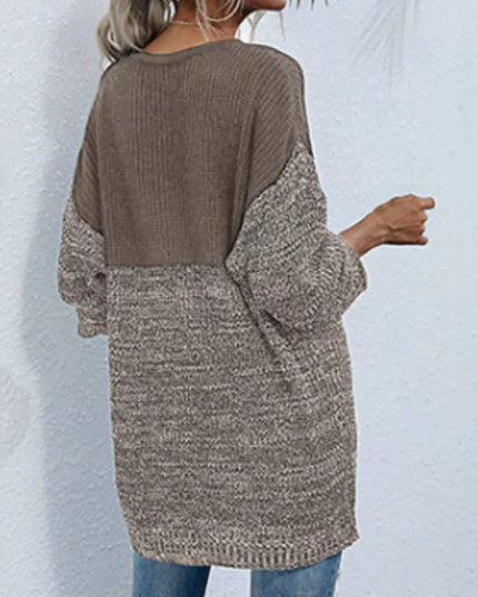 Color Block Long Sleeve Oversized Sweater
