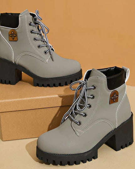 Lace Up Block Heel Boots