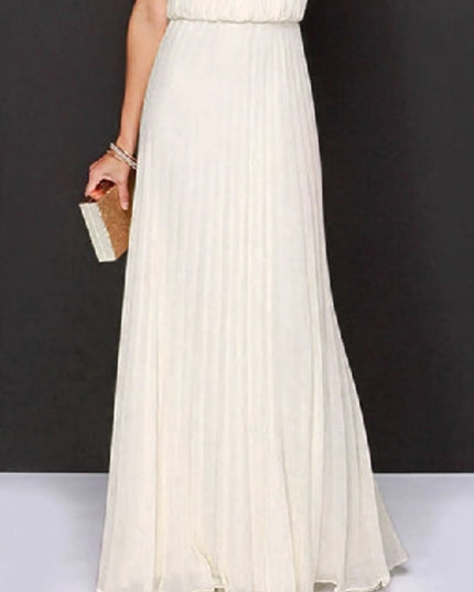Pleated Sleeveless Maxi Tank Dress