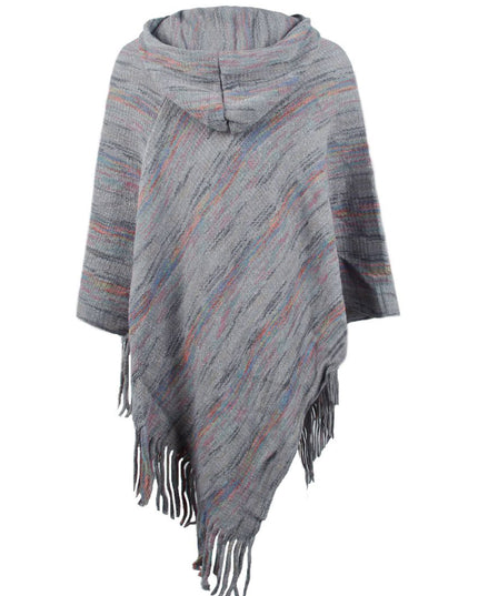 Fringe Hem Hooded Poncho