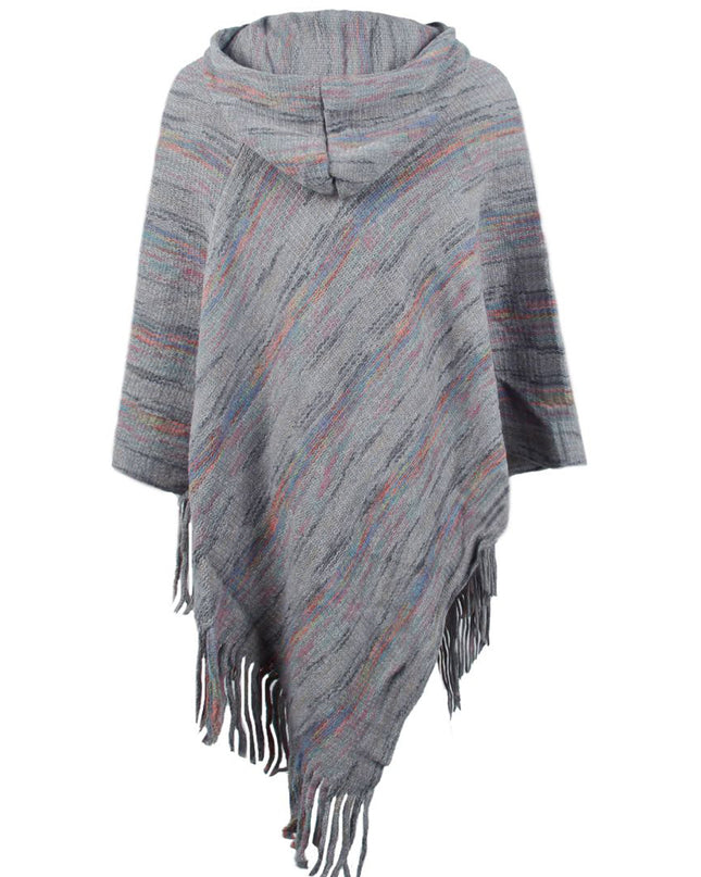 Fringe Hem Hooded Poncho