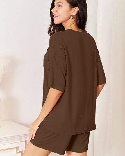 Basic Bae Full Size Soft Rayon Half Sleeve Top and Shorts Set
