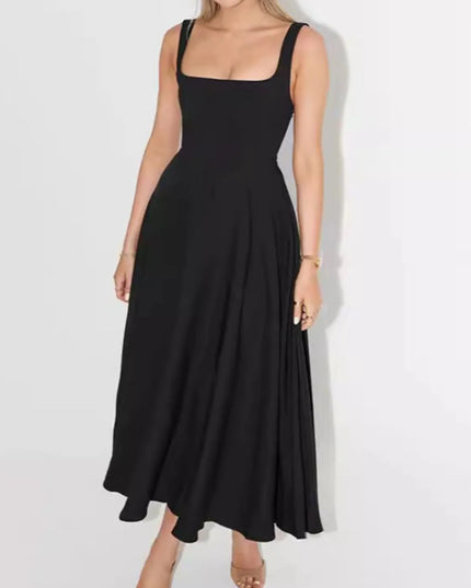 Square Neck Sleeveless Midi Dress