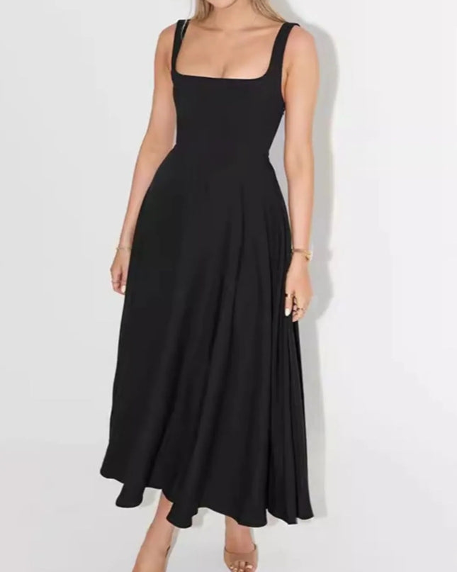 Square Neck Sleeveless Midi Dress