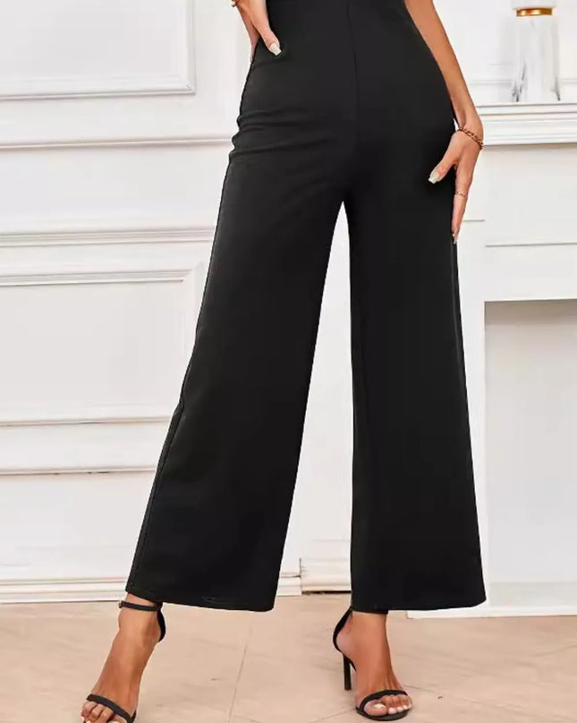 V-Neck Flutter Sleeve Jumpsuit