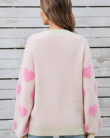 Angel Wings Heart Dropped Shoulder Long Sleeve Sweater