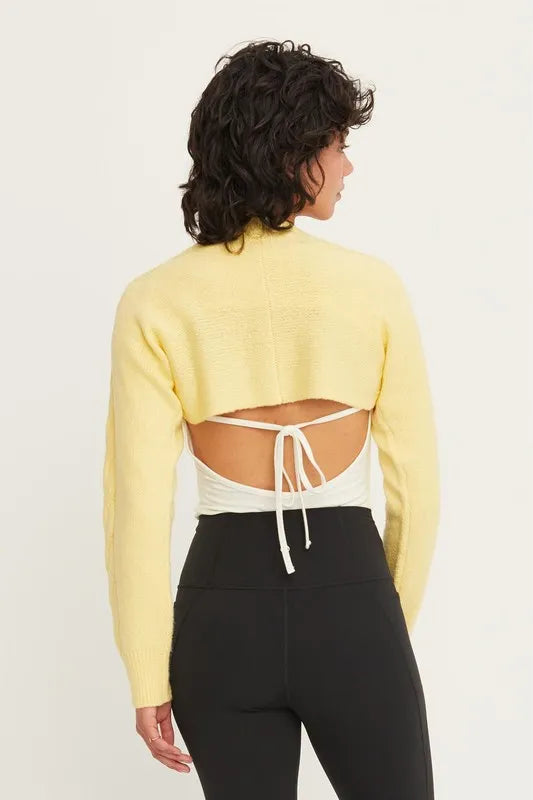 HYFVE Cable-Knit Tie-Front Shrug