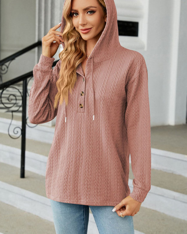 Cable-Knit Long Sleeve Hoodie