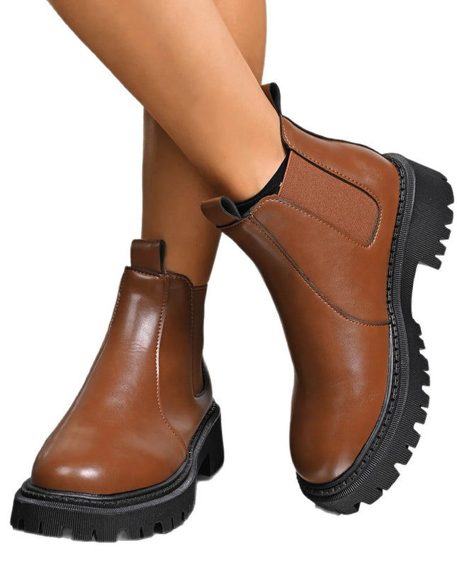 Round Toe Platform Boots 