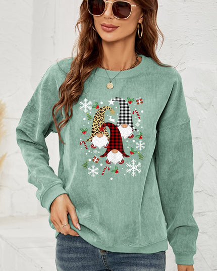 Faceless Gnome Graphic Drop Shoulder Sweatshirt Light Green