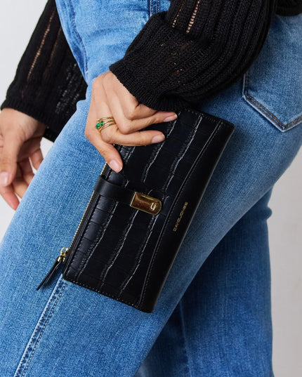 David Jones Texture PU Leather Wallet BLACK One Size