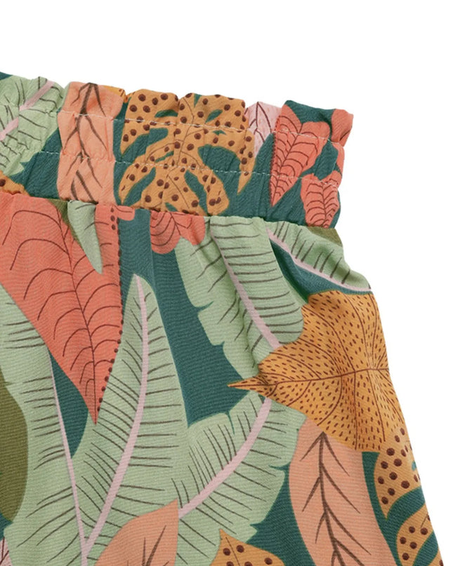 Tropical Print High Waist Shorts