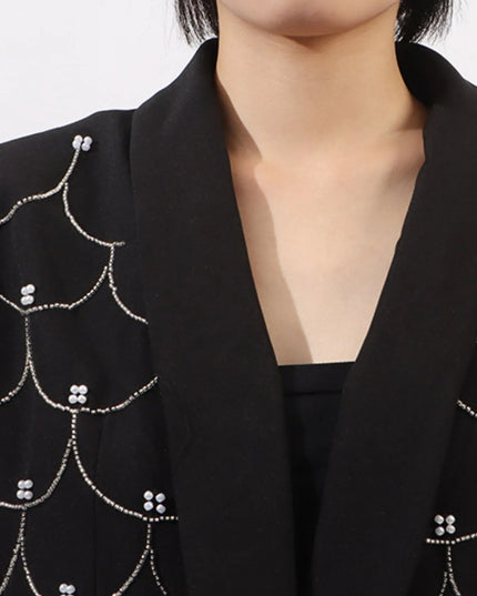 Pearl Detail Long Sleeve Blazer