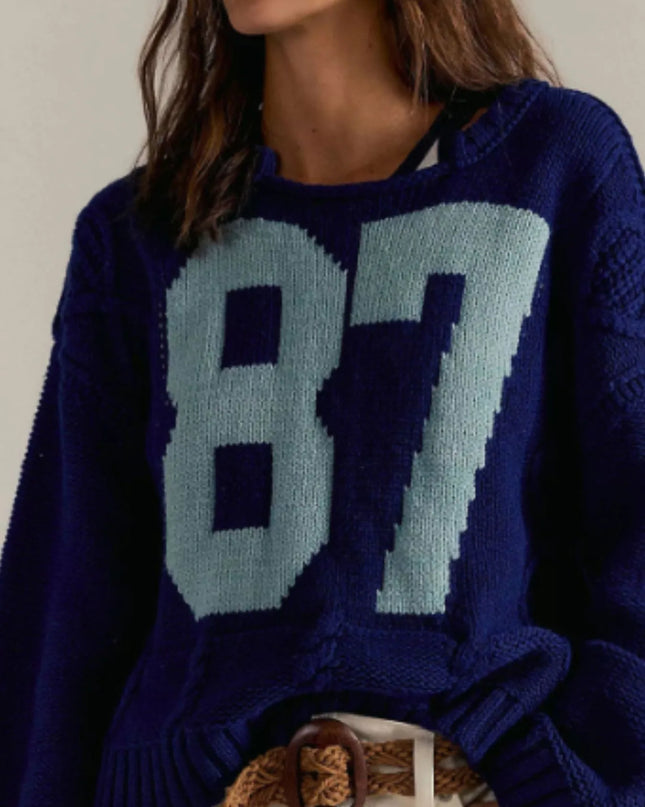 Number 81 Oversized Cable Knit Sweater
