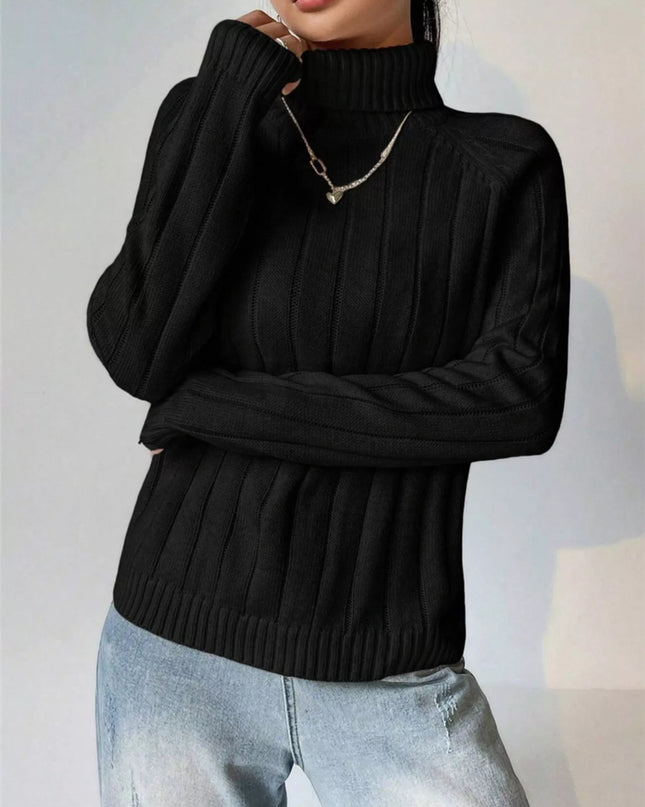 Ribbed Turtleneck Long Sleeve Sweater