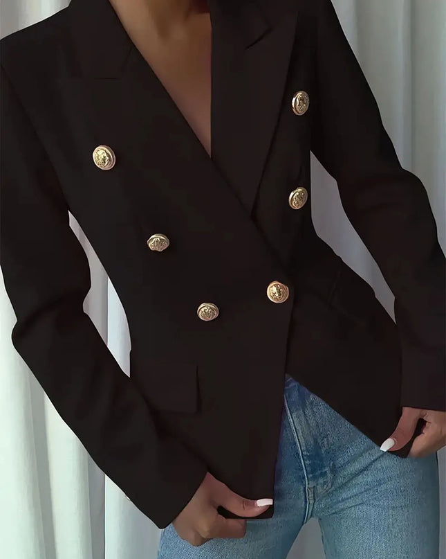 Decor Button Lapel Collar Blazer