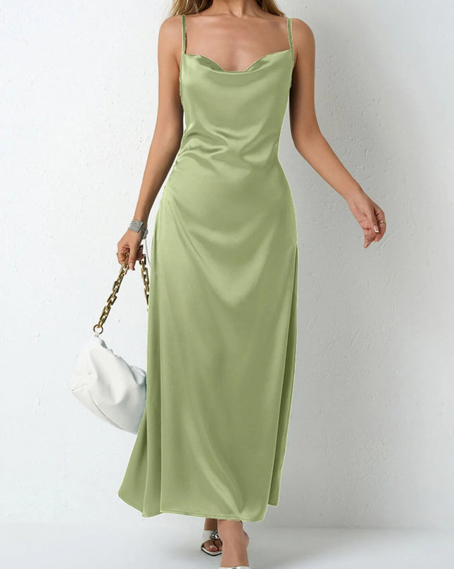 Satin Cowl Neck Cami Dress