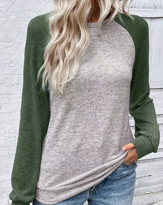 Color Block Raglan Long Sleeve T Shirt