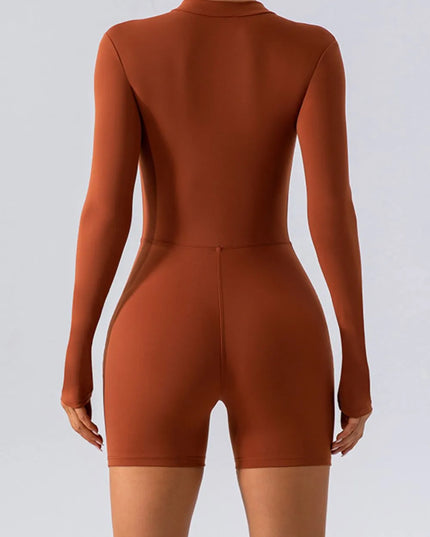 Half Zip Long Sleeve Active Romper 