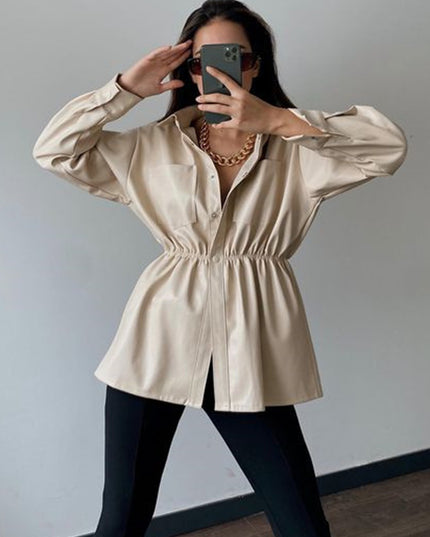 Snap Down Collared Jacket Tan