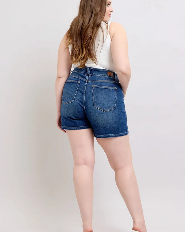 Judy Blue Full Size Double Button Waistband Denim Shorts Plus Size