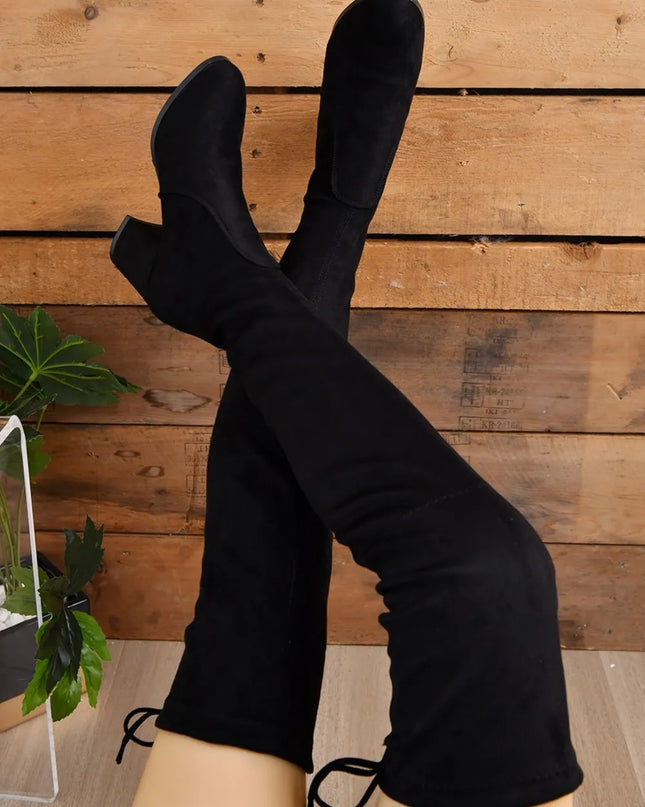 Round Toe Block Heel Boots