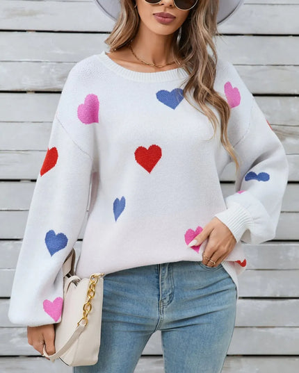 Angel Wings Heart Round Neck Long Sleeve Sweater