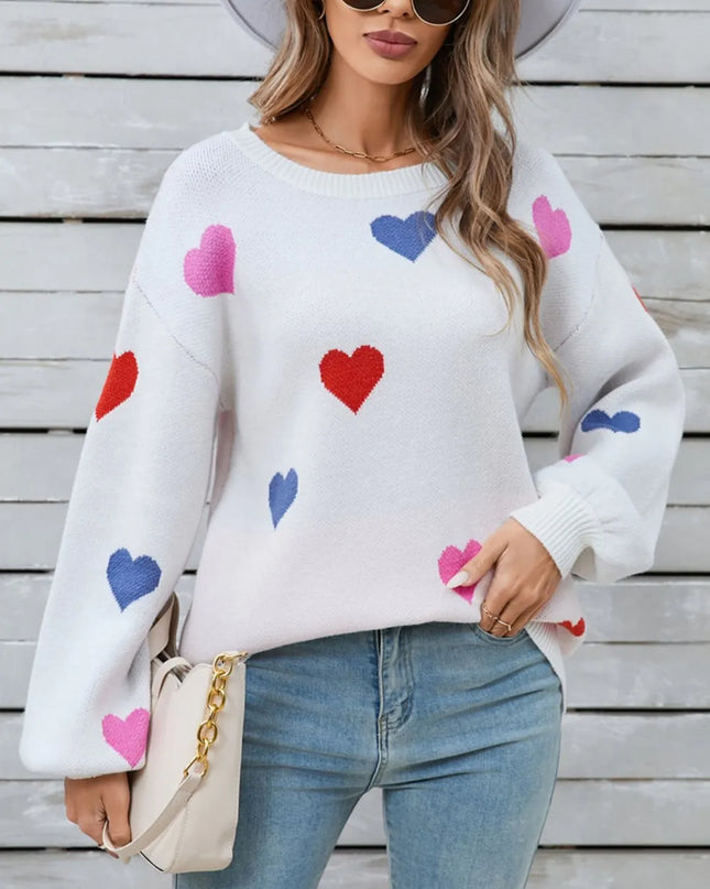 Angel Wings Heart Round Neck Long Sleeve Sweater