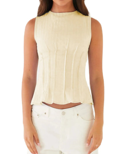 Back Lace Up Sleeveless Top with Cinched Waist Design