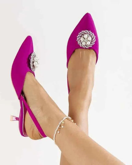 Pearl Detail Point Toe Pumps