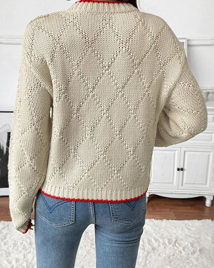 Fish Pattern Round Neck Sweater