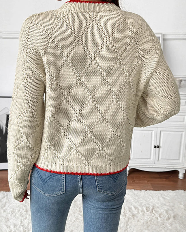 Fish Pattern Round Neck Sweater