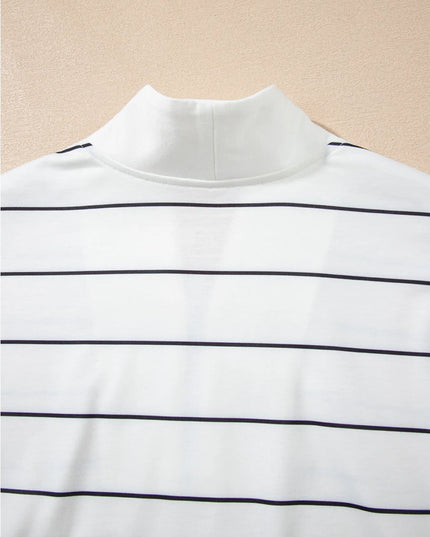 Striped Quarter Zip Sweatshirt with Relaxed Fit