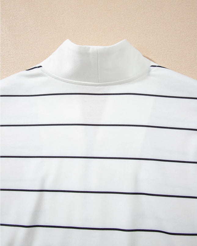 Striped Quarter Zip Sweatshirt with Relaxed Fit