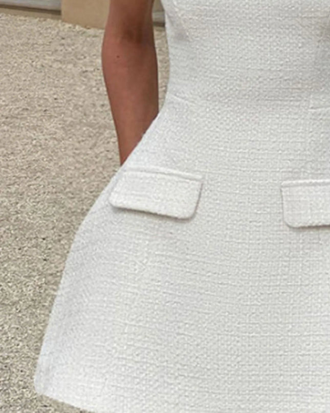 Cutout Back Round Neck Cap Sleeve Mini Dress