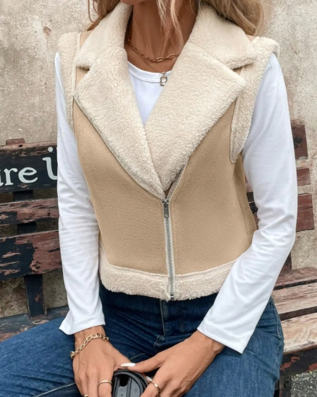 Zip Up Sherpa Vest Coat