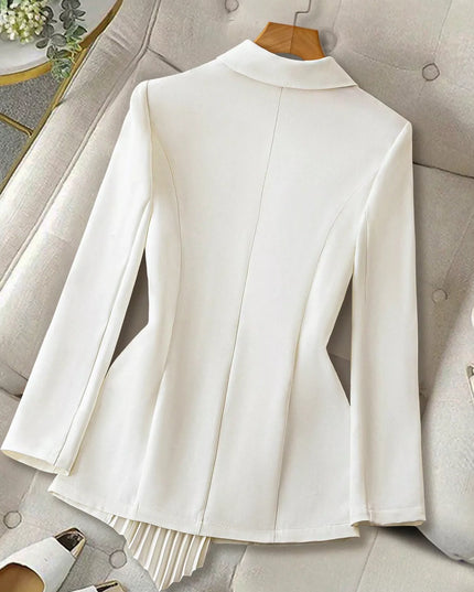 One Button Asymmetric Pleated Hem Blazer