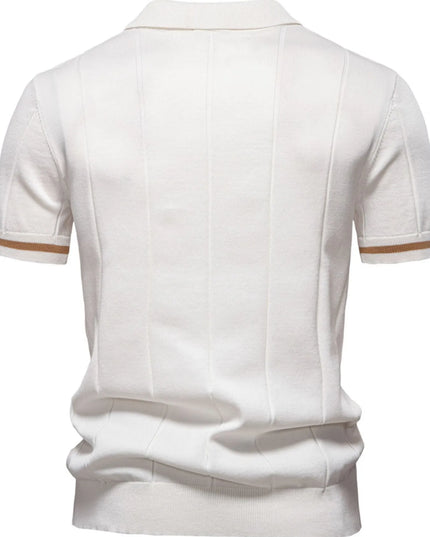 Men's Classic Zip-Neck Knitted Polo Shirt