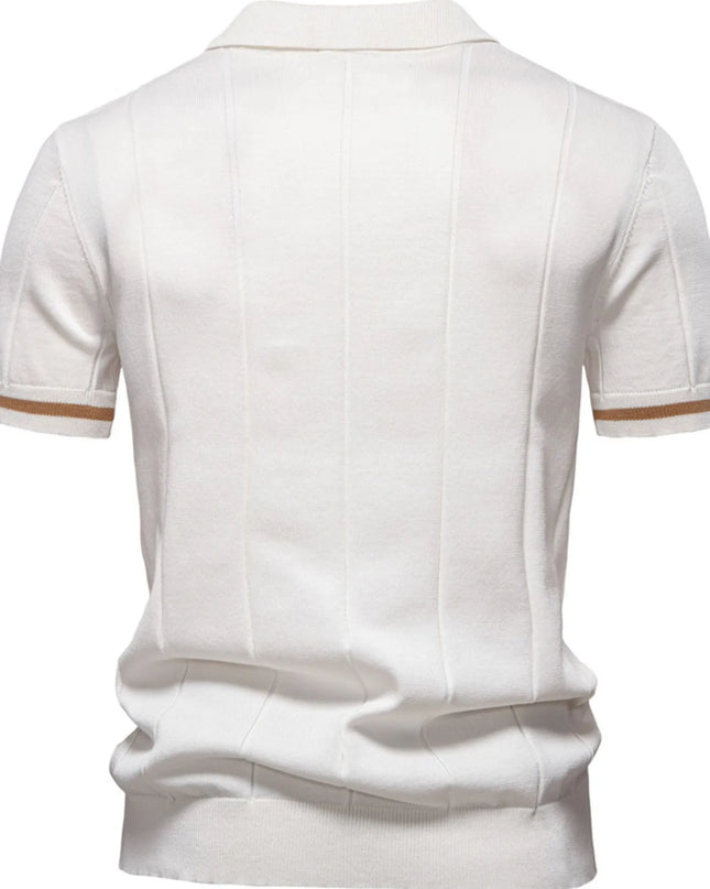 Men's Classic Zip-Neck Knitted Polo Shirt