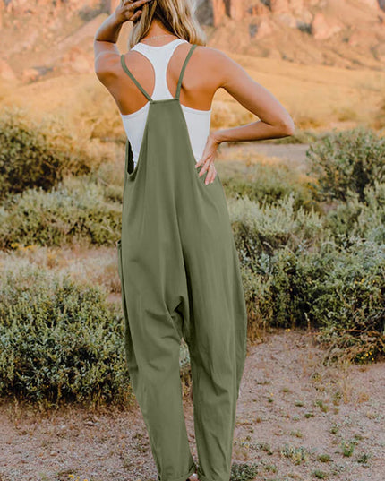 Double Take Full Size V-Neck Sleeveless Jumpsuit with Pockets