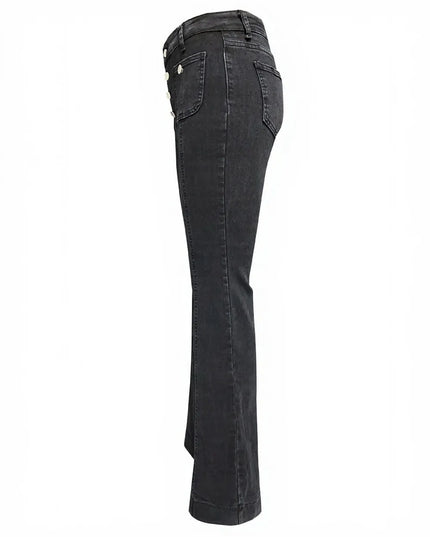 Button Fly High Waist Flare Jeans